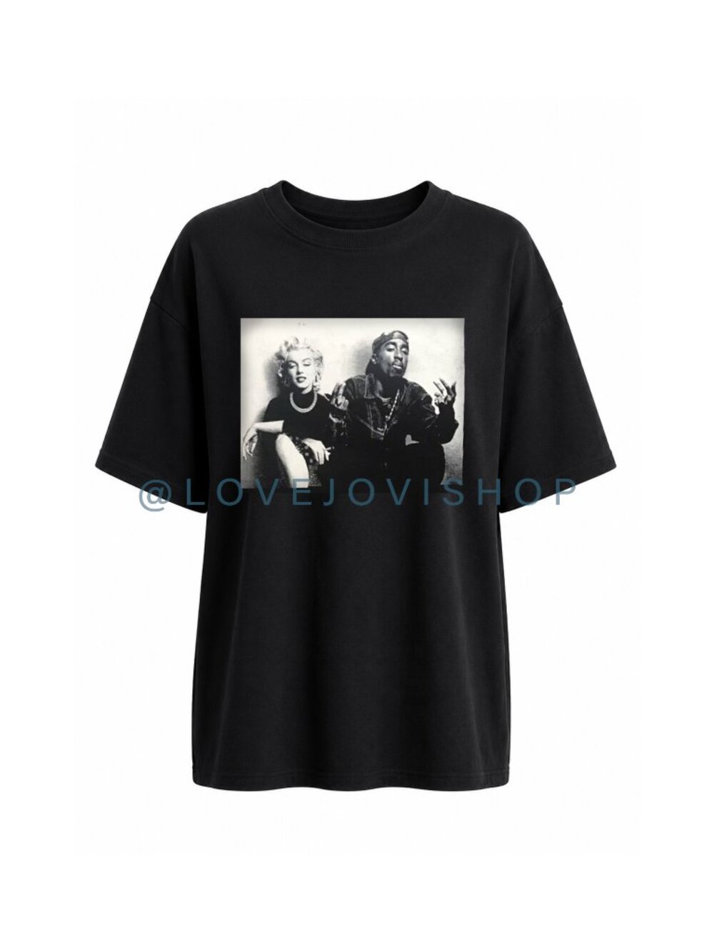 Streetwear | Marilyn Tupac Share a Smoke Black Graphic Tee | Cotton Crew Neck XL